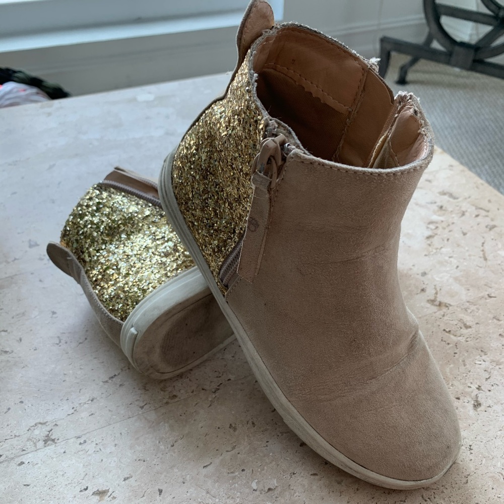 Tan and glitter boots